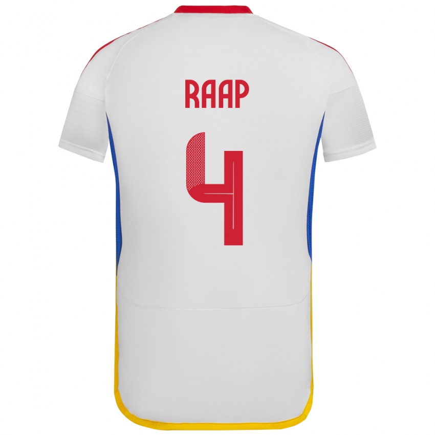 Bambino Maglia Venezuela Yiandro Raap #4 Bianco Kit Gara Away 24-26 Maglietta