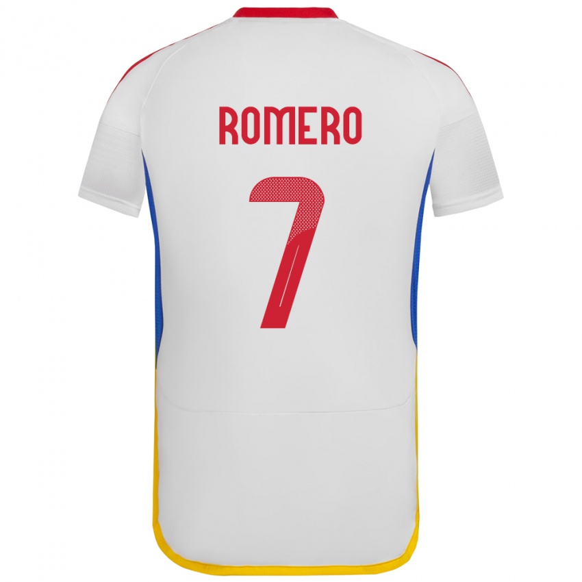 Bambino Maglia Venezuela Leenhan Romero #7 Bianco Kit Gara Away 24-26 Maglietta