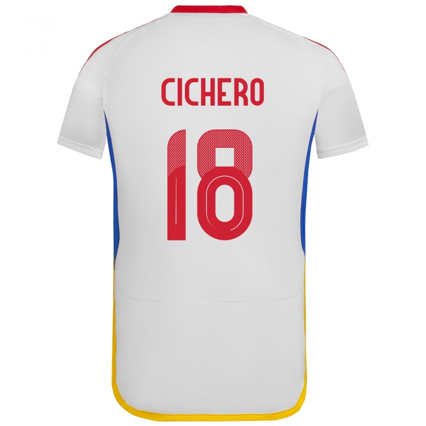 Bambino Maglia Venezuela Alejandro Cichero #18 Bianco Kit Gara Away 24-26 Maglietta