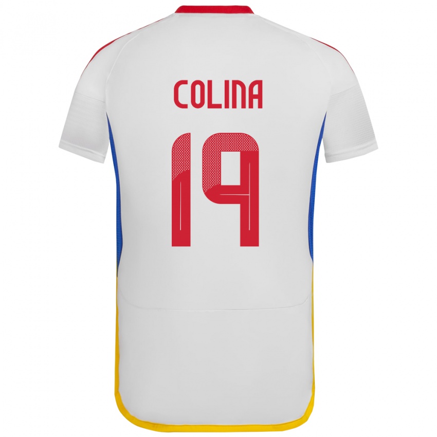 Bambino Maglia Venezuela Junior Colina #19 Bianco Kit Gara Away 24-26 Maglietta