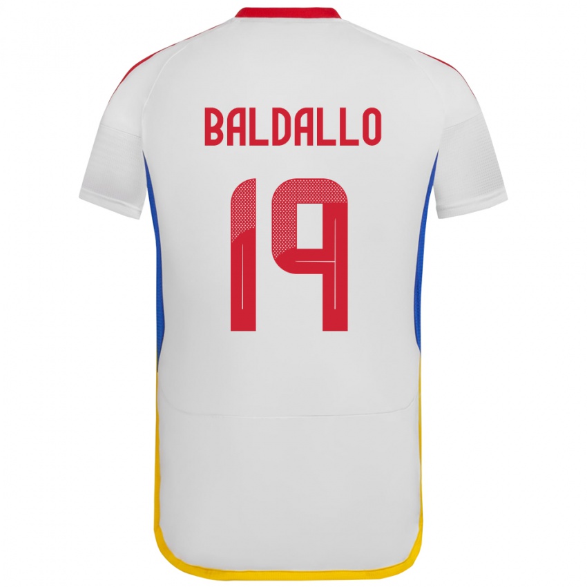 Bambino Maglia Venezuela Micheel Baldallo #19 Bianco Kit Gara Away 24-26 Maglietta