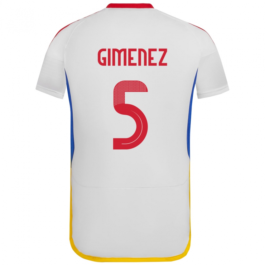 Bambino Maglia Venezuela Yenifer Giménez #5 Bianco Kit Gara Away 24-26 Maglietta