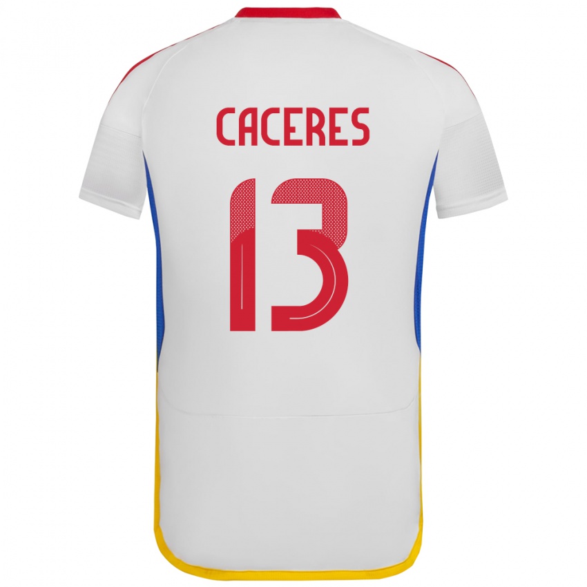 Bambino Maglia Venezuela Nayluisa Cáceres #13 Bianco Kit Gara Away 24-26 Maglietta