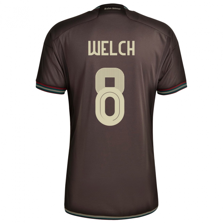 Bambino Maglia Giamaica Makai Welch #8 Marrone Notte Kit Gara Away 24-26 Maglietta