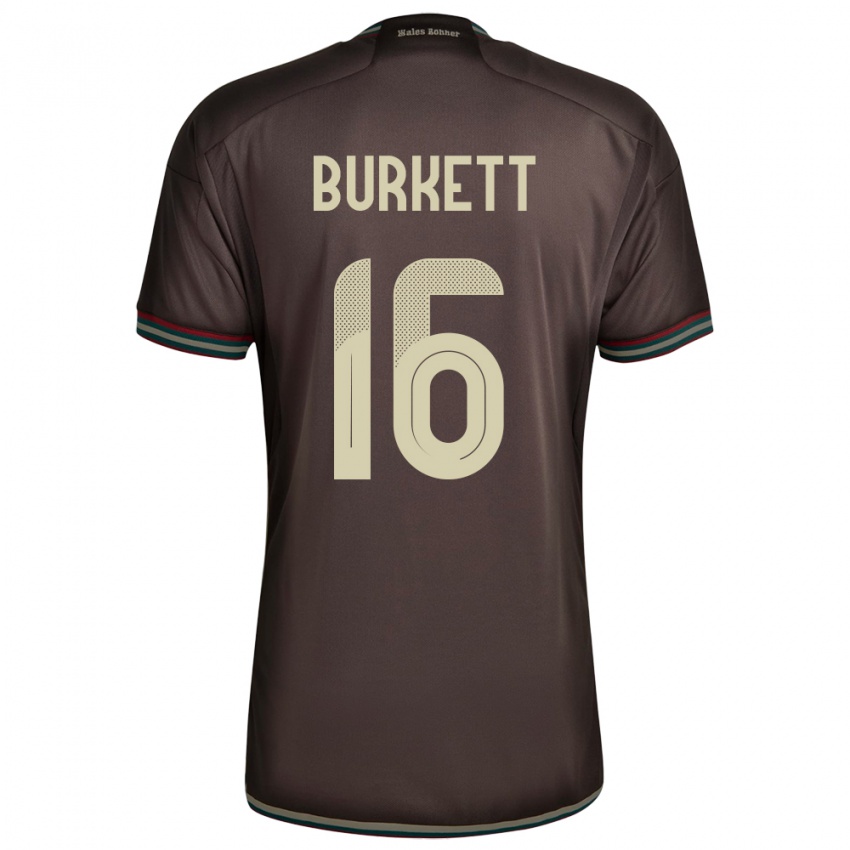 Bambino Maglia Giamaica Brian Burkett #16 Marrone Notte Kit Gara Away 24-26 Maglietta