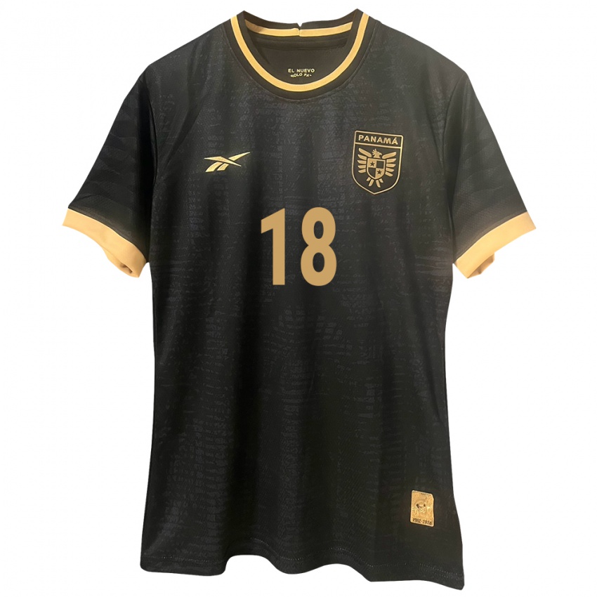 Bambino Maglia Panamá Omar Valencia #18 Nero Kit Gara Away 24-26 Maglietta