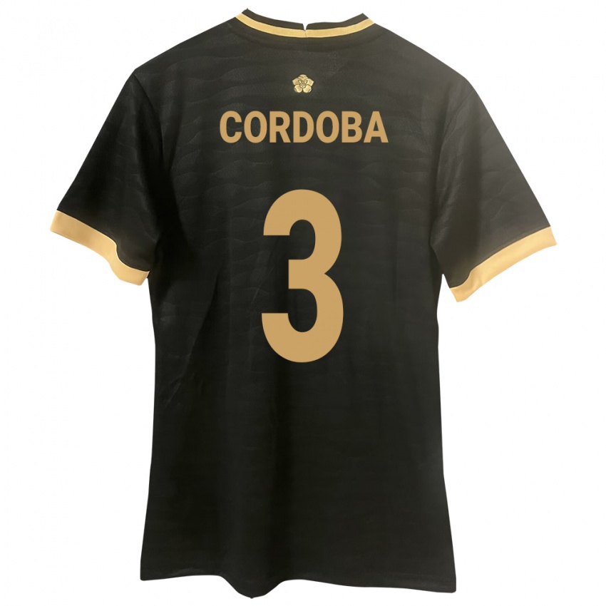 Bambino Maglia Panamá José Córdoba #3 Nero Kit Gara Away 24-26 Maglietta