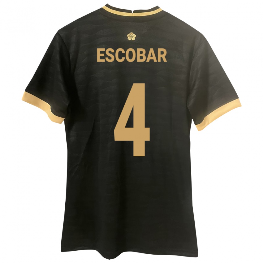 Bambino Maglia Panamá Fidel Escobar #4 Nero Kit Gara Away 24-26 Maglietta