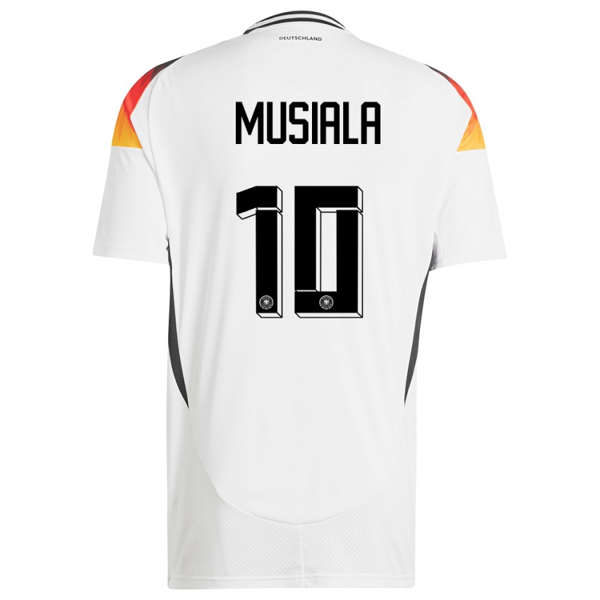 Uomo Maglia Germania Jamal Musiala #10 Bianco Kit Gara Home 24-26 Maglietta