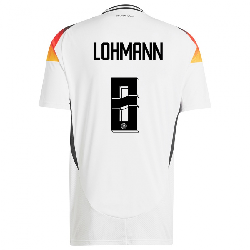 Uomo Maglia Germania Sydney Lohmann #8 Bianco Kit Gara Home 24-26 Maglietta