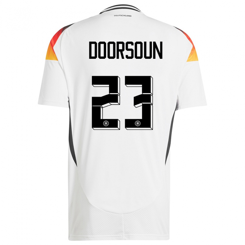 Uomo Maglia Germania Sara Doorsoun #23 Bianco Kit Gara Home 24-26 Maglietta