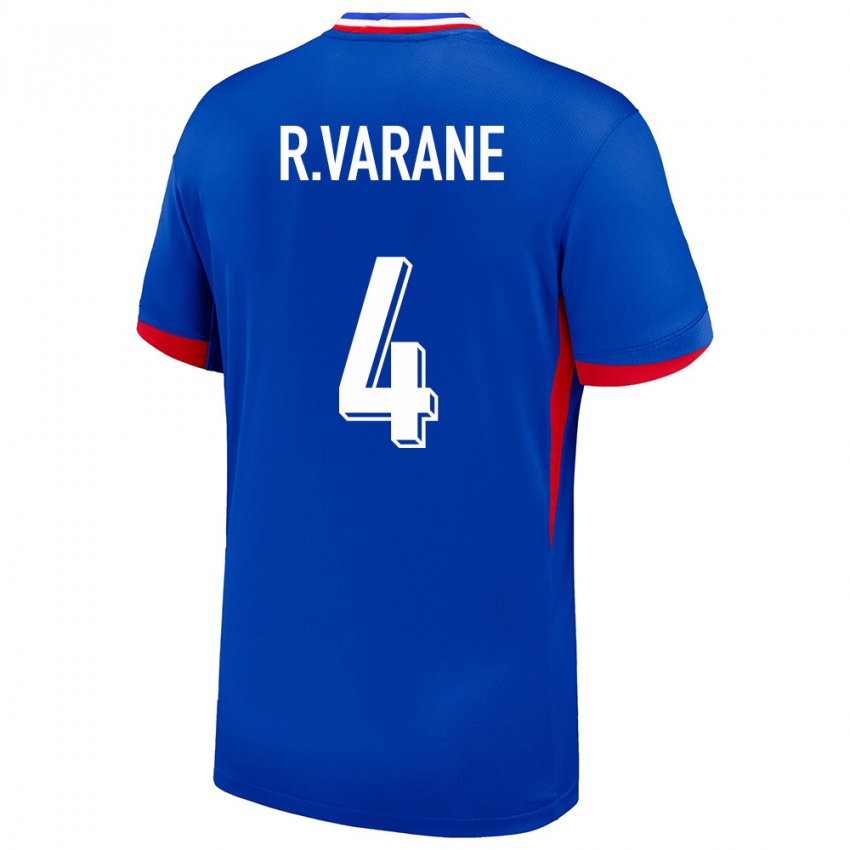 Uomo Maglia Francia Raphael Varane #4 Blu Kit Gara Home 24-26 Maglietta