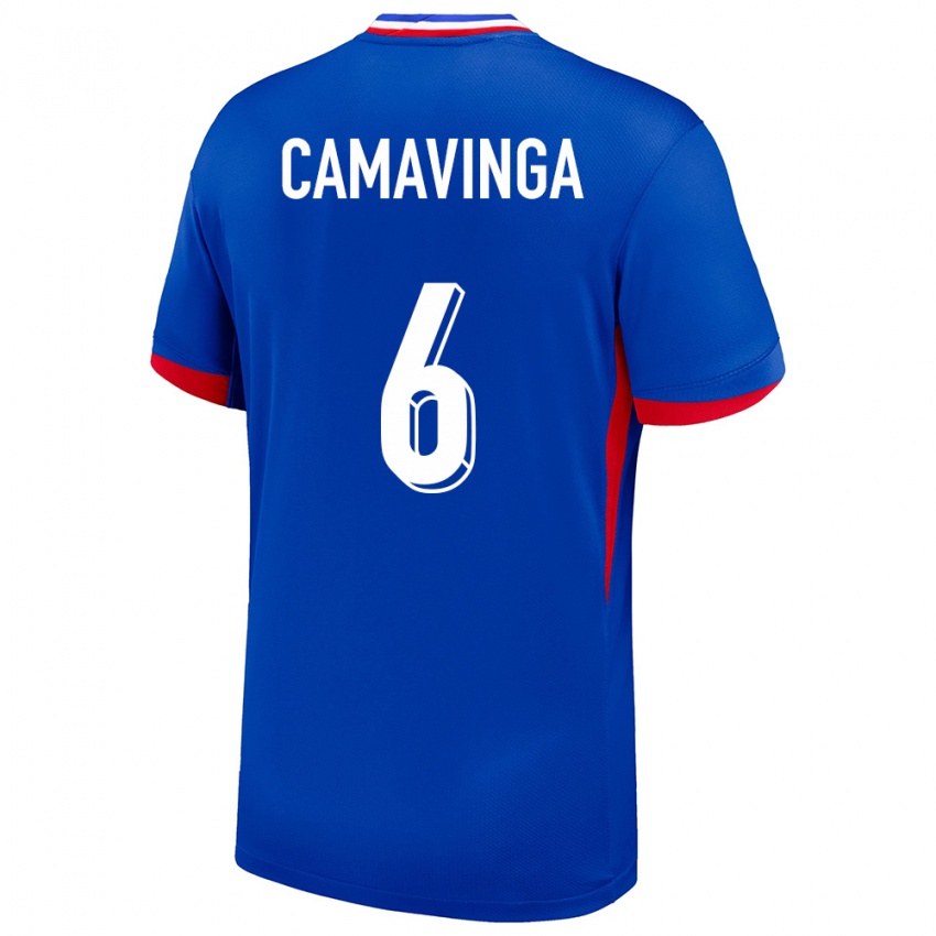 Uomo Maglia Francia Eduardo Camavinga #6 Blu Kit Gara Home 24-26 Maglietta