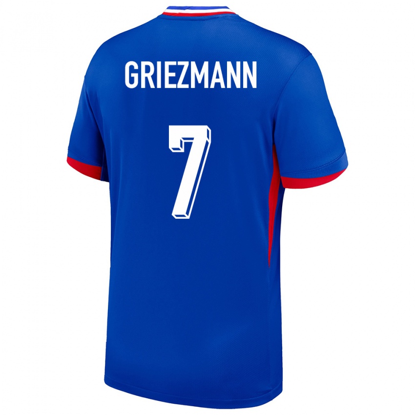 Uomo Maglia Francia Antoine Griezmann #7 Blu Kit Gara Home 24-26 Maglietta