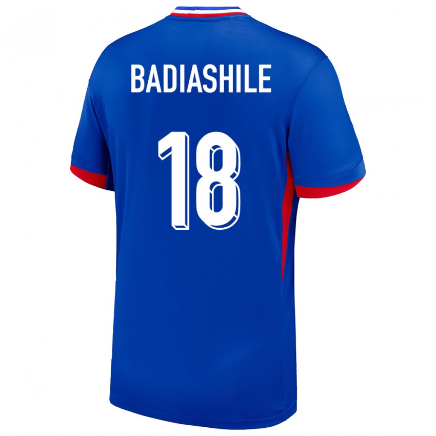 Uomo Maglia Francia Benoit Badiashile #18 Blu Kit Gara Home 24-26 Maglietta