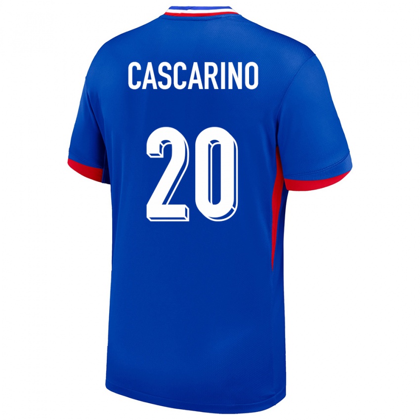 Uomo Maglia Francia Delphine Cascarino #20 Blu Kit Gara Home 24-26 Maglietta