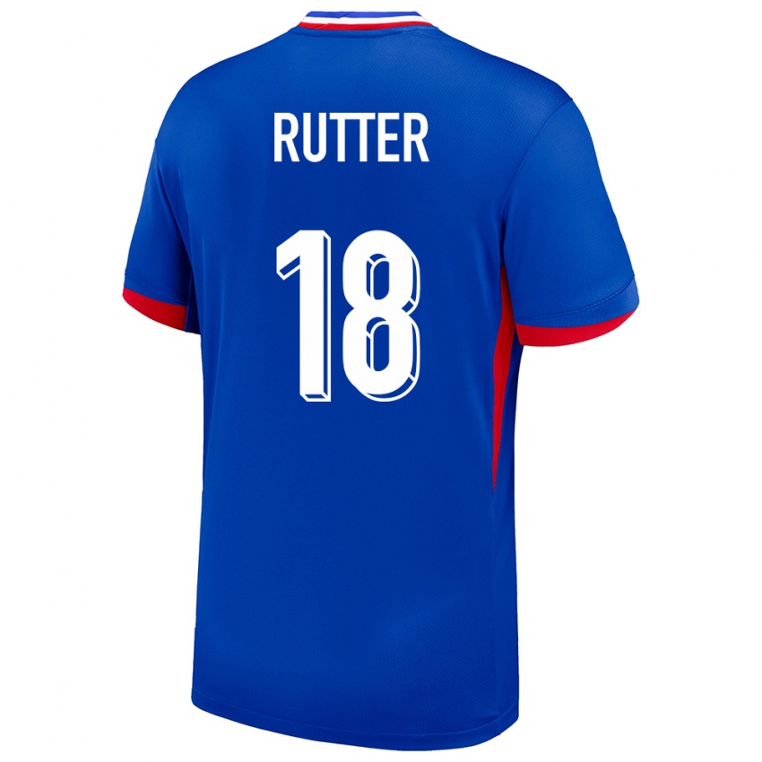 Uomo Maglia Francia Georginio Rutter #18 Blu Kit Gara Home 24-26 Maglietta