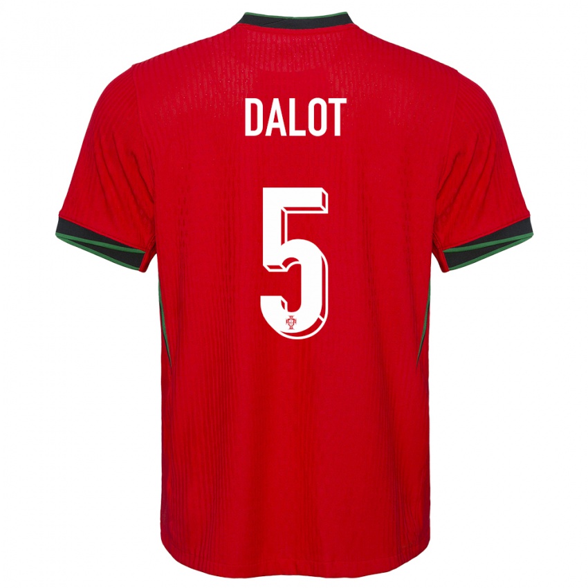 Uomo Maglia Portogallo Diogo Dalot #5 Rosso Kit Gara Home 24-26 Maglietta