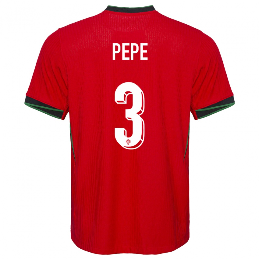 Uomo Maglia Portogallo Pepe #3 Rosso Kit Gara Home 24-26 Maglietta