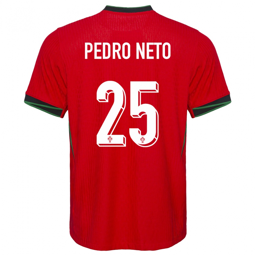 Uomo Maglia Portogallo Pedro Neto #25 Rosso Kit Gara Home 24-26 Maglietta