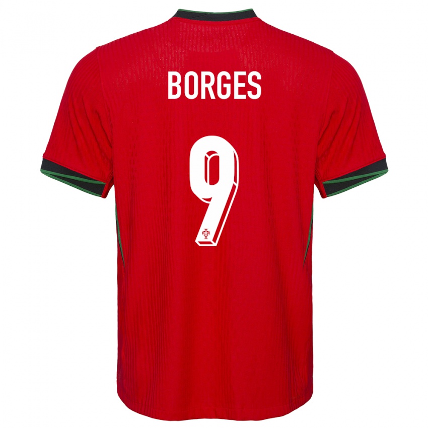 Uomo Maglia Portogallo Ana Borges #9 Rosso Kit Gara Home 24-26 Maglietta