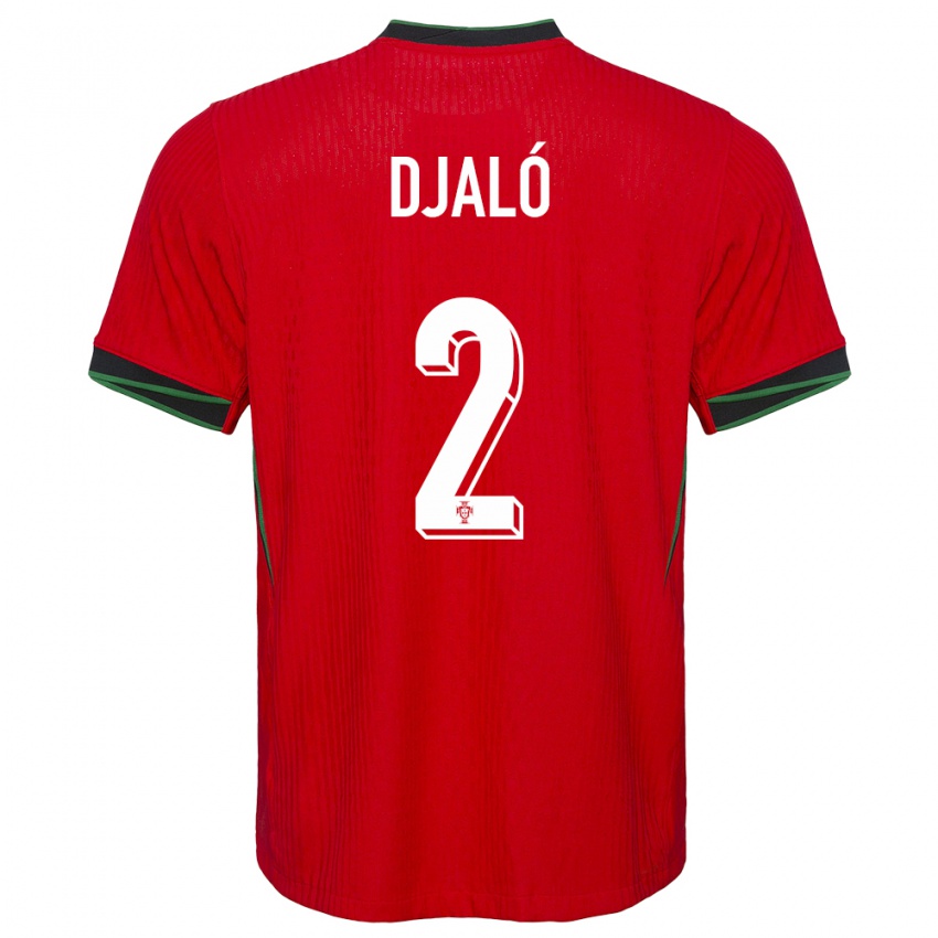 Uomo Maglia Portogallo Tiago Djalo #2 Rosso Kit Gara Home 24-26 Maglietta