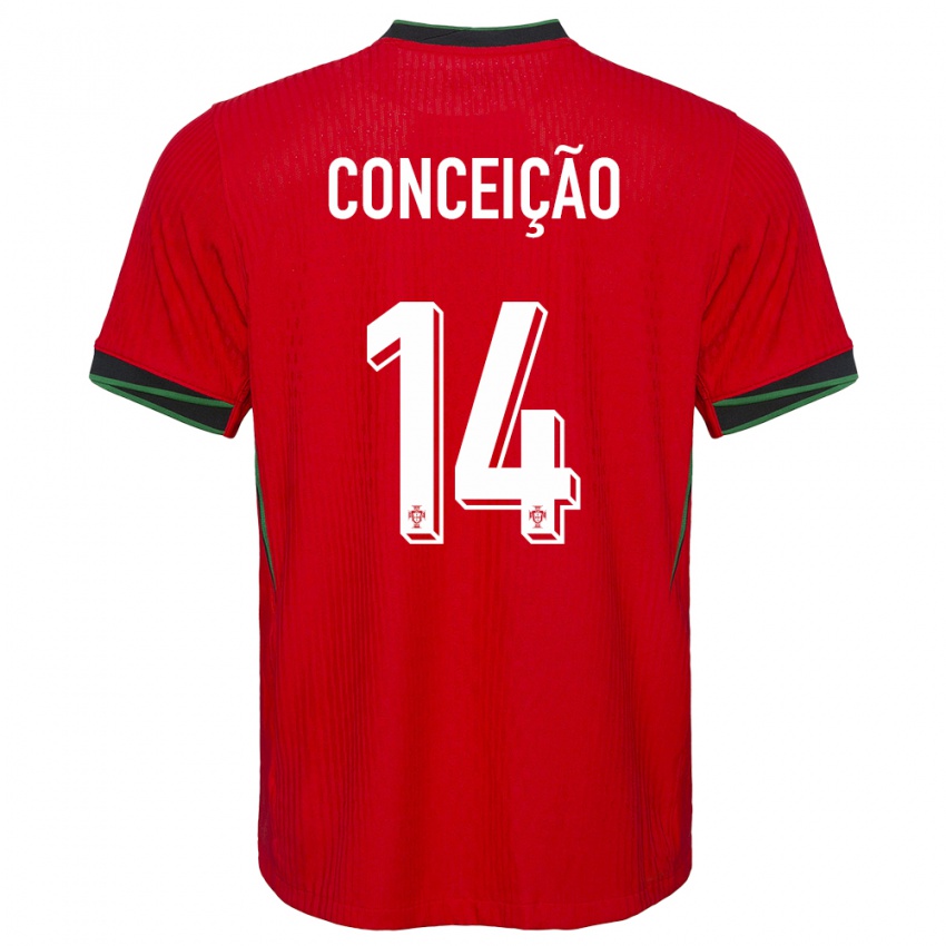 Uomo Maglia Portogallo Rodrigo Conceicao #14 Rosso Kit Gara Home 24-26 Maglietta