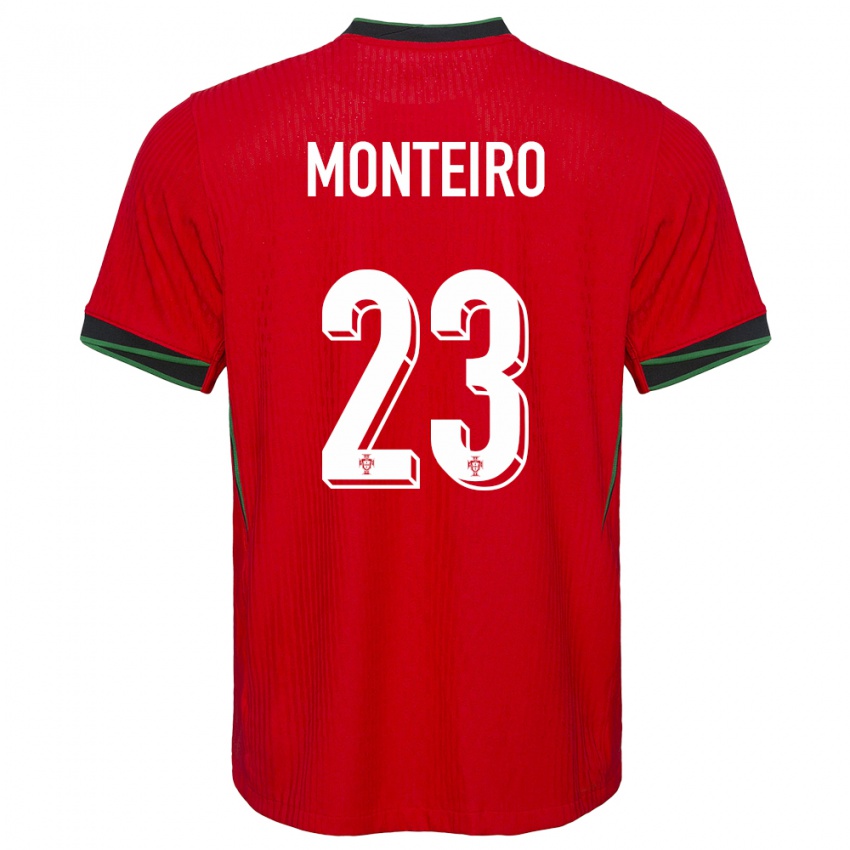 Uomo Maglia Portogallo David Monteiro #23 Rosso Kit Gara Home 24-26 Maglietta