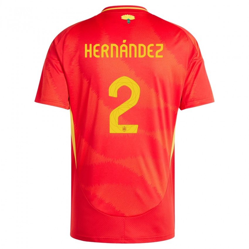 Uomo Maglia Spagna Oihane Hernandez #2 Rosso Kit Gara Home 24-26 Maglietta