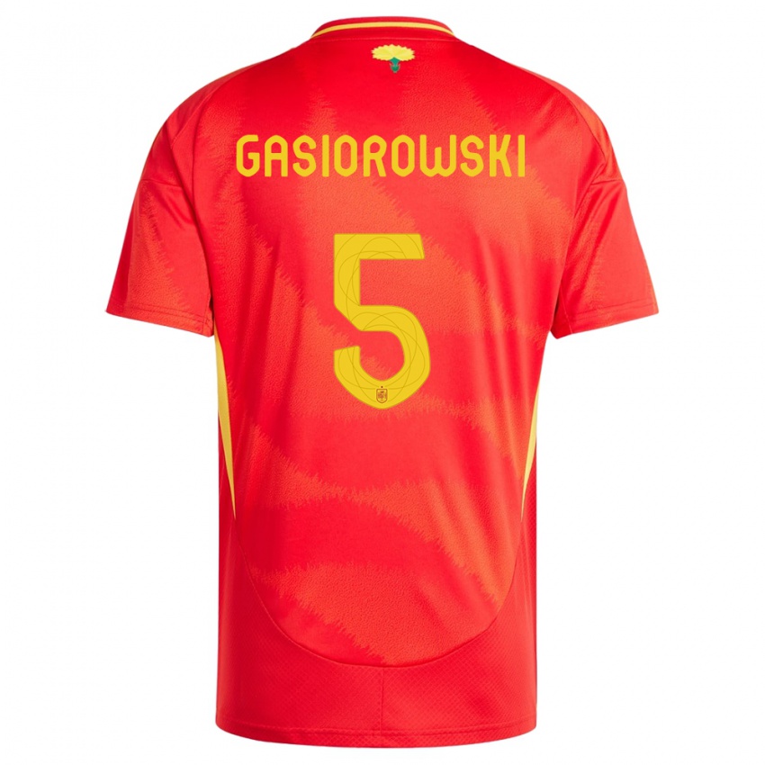 Uomo Maglia Spagna Yarek Gasiorowski #5 Rosso Kit Gara Home 24-26 Maglietta