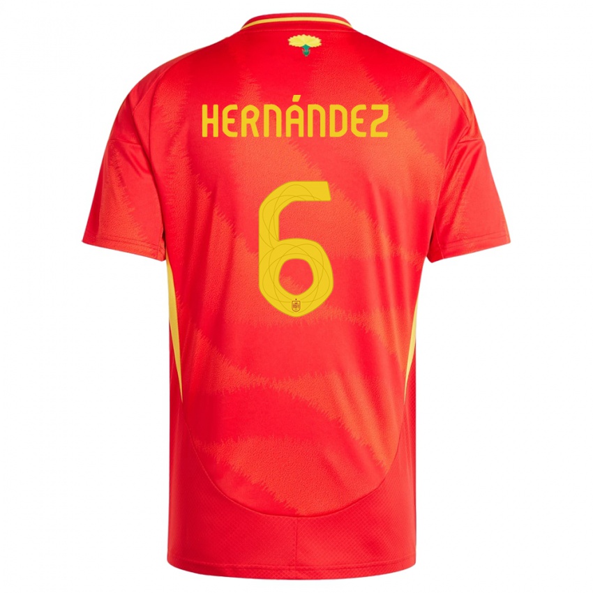 Uomo Maglia Spagna Gerard Hernandez #6 Rosso Kit Gara Home 24-26 Maglietta