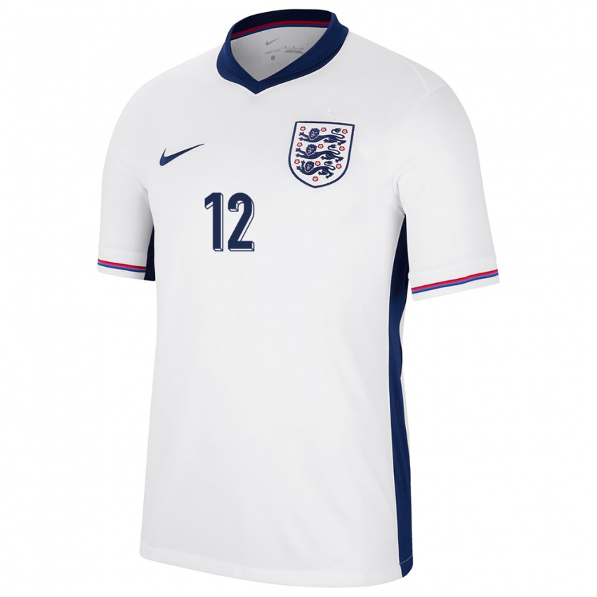 Uomo Maglia Inghilterra Kieran Trippier #12 Bianco Kit Gara Home 24-26 Maglietta