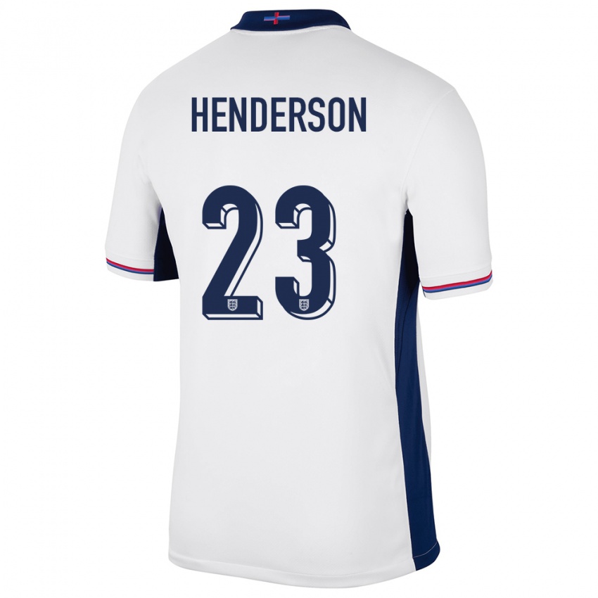 Uomo Maglia Inghilterra Dean Henderson #23 Bianco Kit Gara Home 24-26 Maglietta