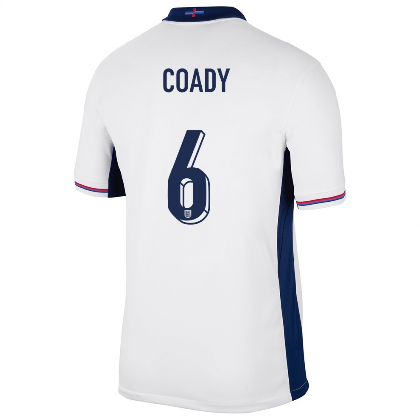 Uomo Maglia Inghilterra Conor Coady #6 Bianco Kit Gara Home 24-26 Maglietta