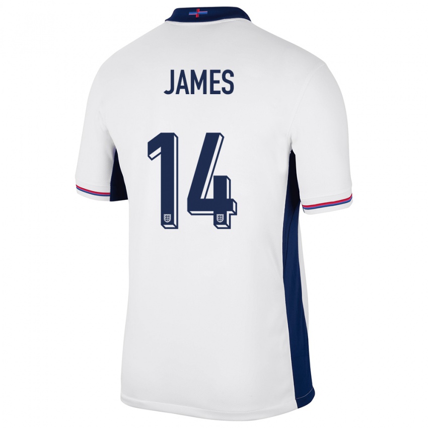 Uomo Maglia Inghilterra Reece James #14 Bianco Kit Gara Home 24-26 Maglietta