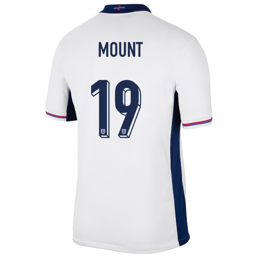 Uomo Maglia Inghilterra Mason Mount #19 Bianco Kit Gara Home 24-26 Maglietta