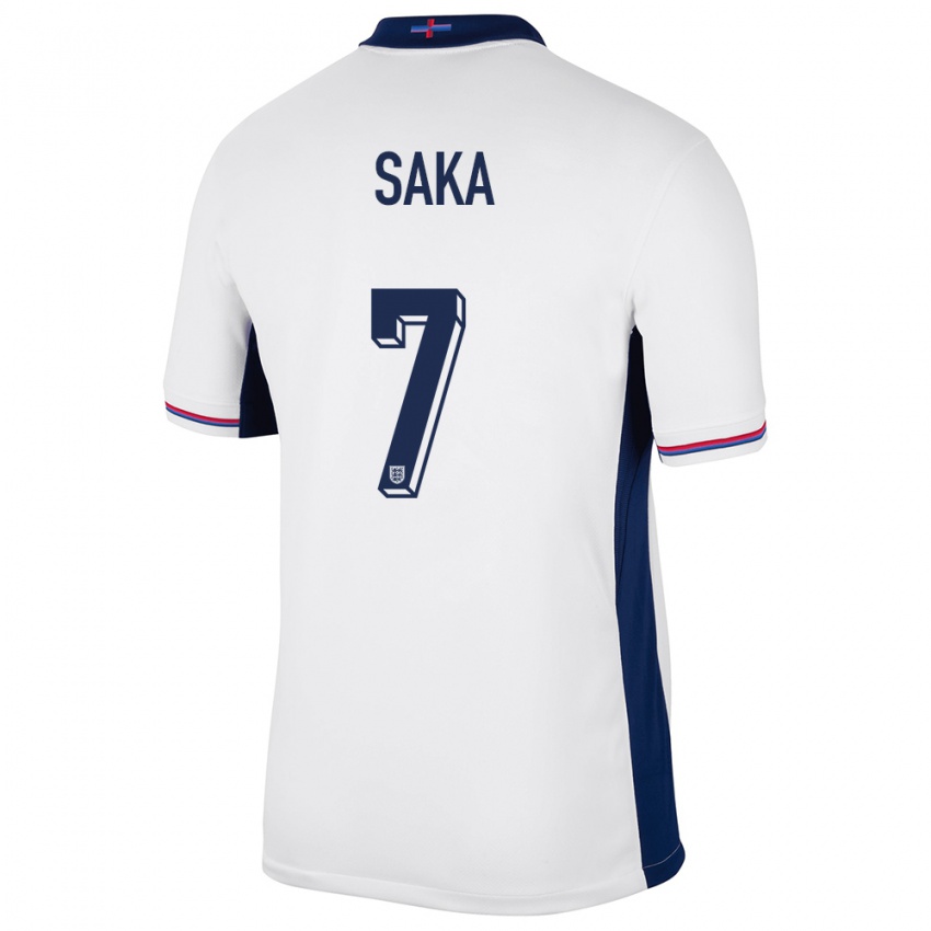 Uomo Maglia Inghilterra Bukayo Saka #7 Bianco Kit Gara Home 24-26 Maglietta