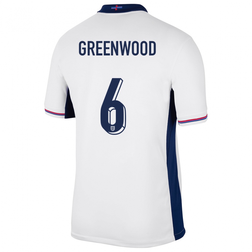 Uomo Maglia Inghilterra Alex Greenwood #6 Bianco Kit Gara Home 24-26 Maglietta