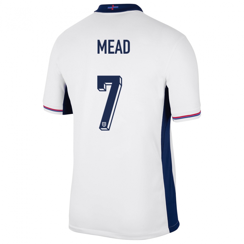 Uomo Maglia Inghilterra Beth Mead #7 Bianco Kit Gara Home 24-26 Maglietta