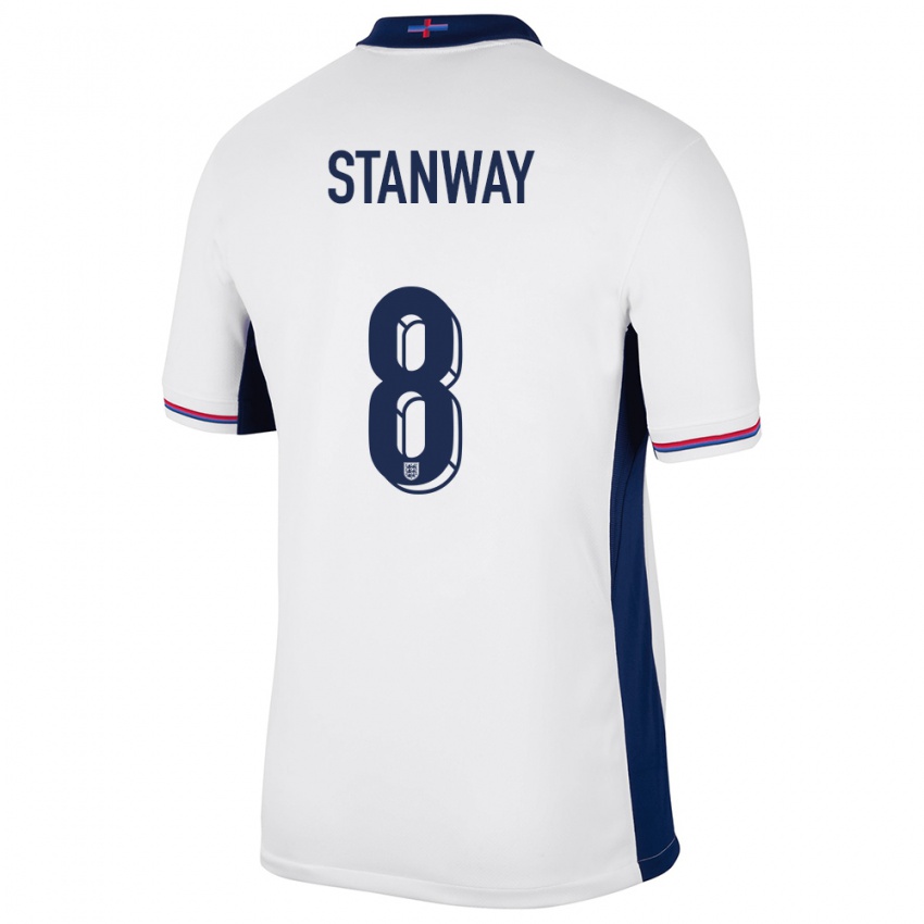 Uomo Maglia Inghilterra Georgia Stanway #8 Bianco Kit Gara Home 24-26 Maglietta