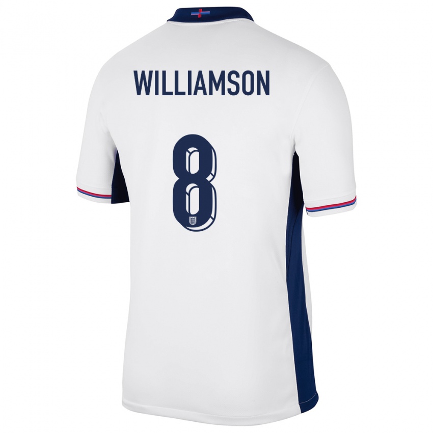 Uomo Maglia Inghilterra Leah Williamson #8 Bianco Kit Gara Home 24-26 Maglietta