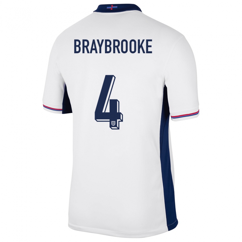 Uomo Maglia Inghilterra Samuel Braybrooke #4 Bianco Kit Gara Home 24-26 Maglietta