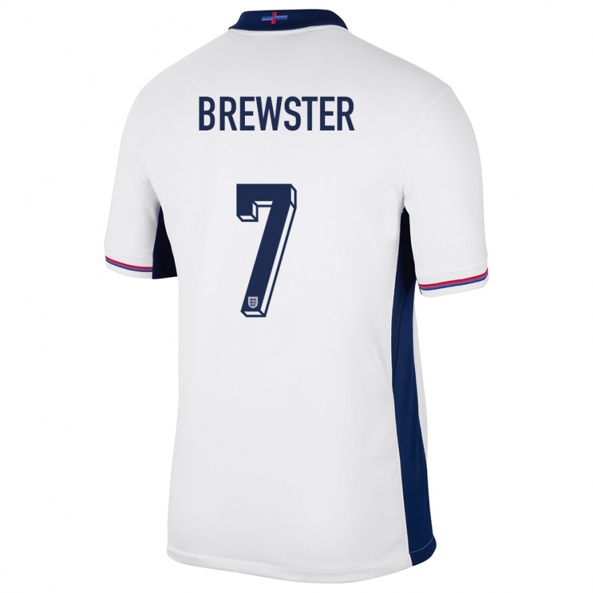 Uomo Maglia Inghilterra Rhian Brewster #7 Bianco Kit Gara Home 24-26 Maglietta