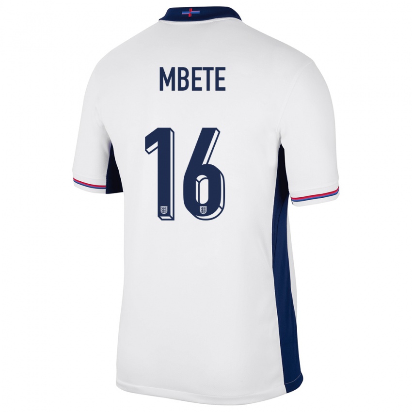 Uomo Maglia Inghilterra Luke Mbete #16 Bianco Kit Gara Home 24-26 Maglietta