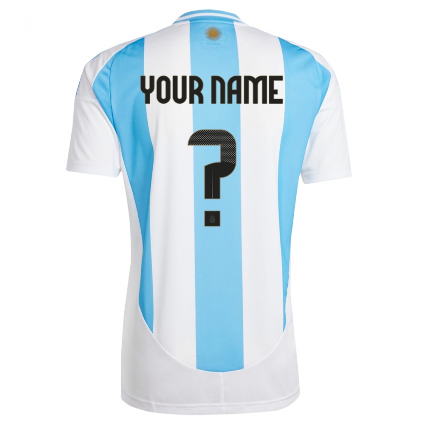 Uomo Maglia Argentina Il Tuo Nome #0 Bianco Blu Kit Gara Home 24-26 Maglietta