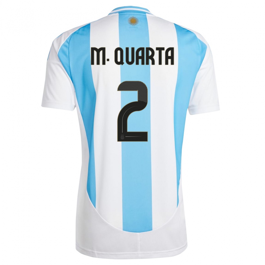 Uomo Maglia Argentina Lucas Martinez Quarta #2 Bianco Blu Kit Gara Home 24-26 Maglietta