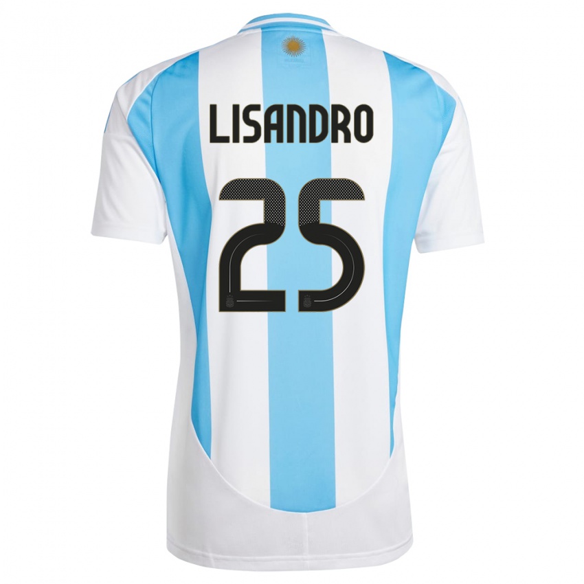 Uomo Maglia Argentina Lisandro Martinez #25 Bianco Blu Kit Gara Home 24-26 Maglietta