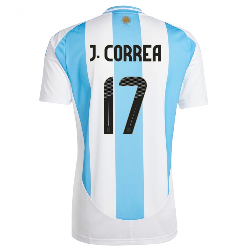 Uomo Maglia Argentina Joaquin Correa #17 Bianco Blu Kit Gara Home 24-26 Maglietta