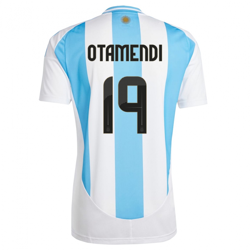 Uomo Maglia Argentina Nicolas Otamendi #19 Bianco Blu Kit Gara Home 24-26 Maglietta