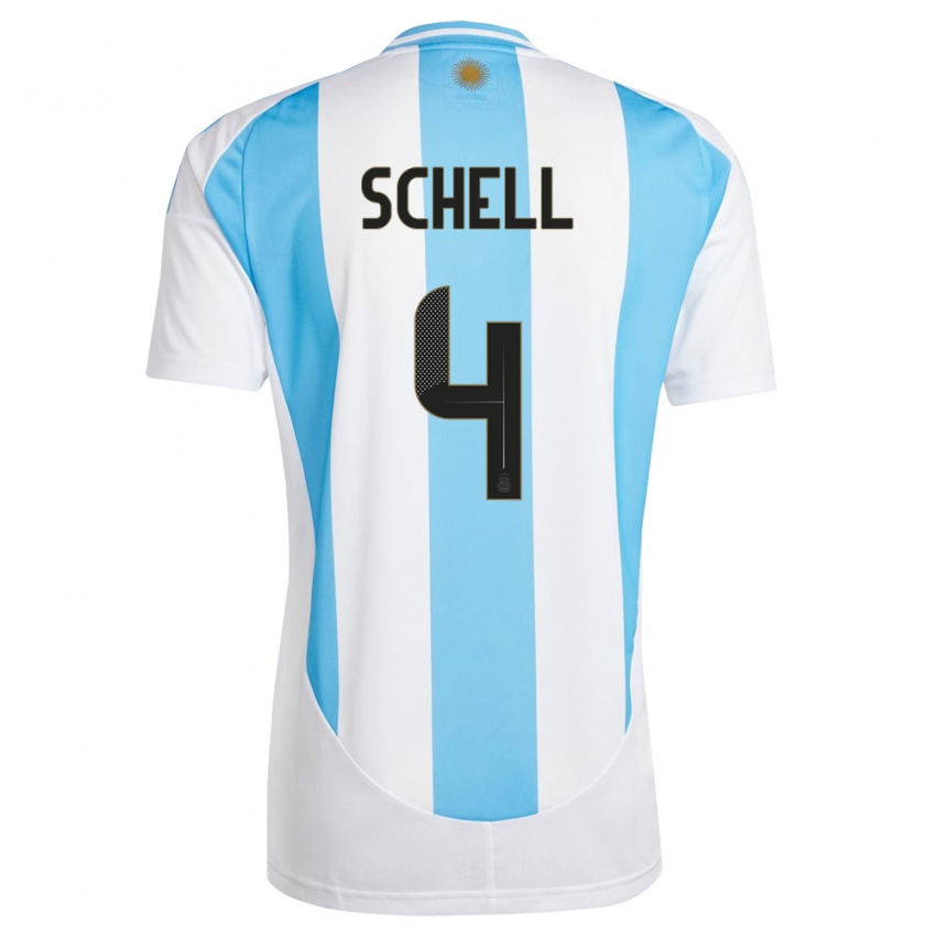 Uomo Maglia Argentina Sofia Schell #4 Bianco Blu Kit Gara Home 24-26 Maglietta